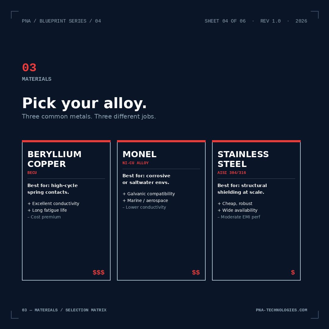 Carousel slide — pick your alloy, material options
