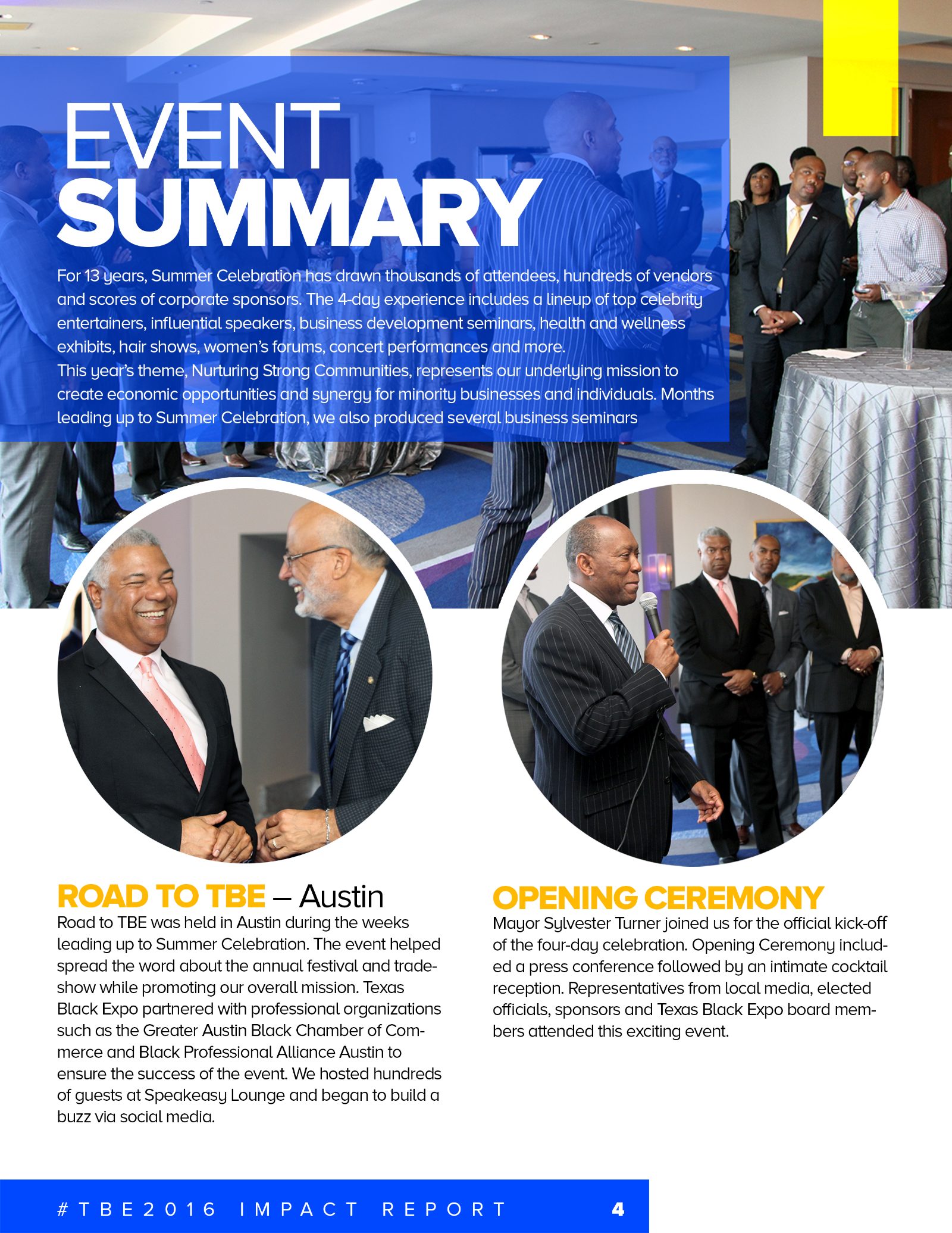 TBE impact report — event summary spread